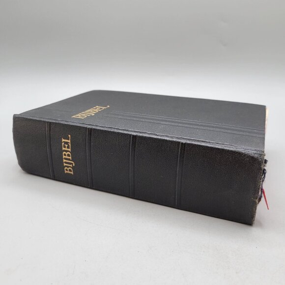 1938 Bijbel Dutch Bible Hardcover Black Leather With Family Photos and Tree - Picture 2 of 16